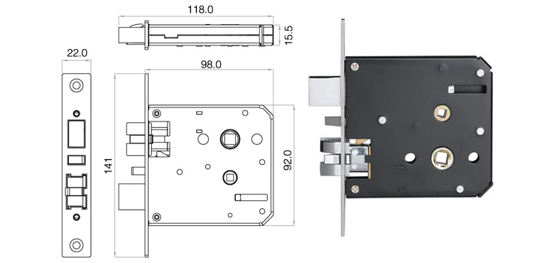 Five latches mortise